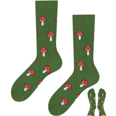 Imagen de TODO divertidos Calcetines con diseño para hombre y mujer multicolor, locos, setas, 35 38
