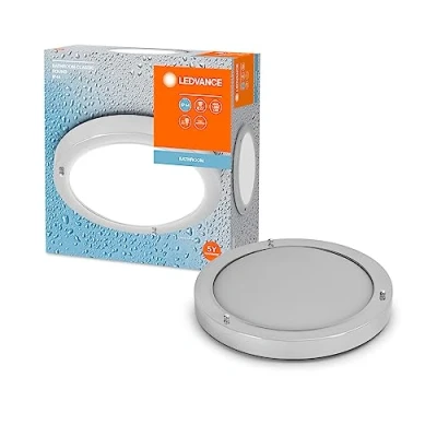 Imagen de LEDVANCE BATHROOM CLASSIC ROUND Badezimmer Deckenleuchte 280mm, Chrom, E27 Sockel, kann mit smarter Lampe bestückt werden, hochwertige Verarbeitung, Zylinderform, IP44 Schutzklasse