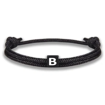 Imagen de GD GOOD.designs Pulsera de cuerda con letras la amistad negra ajustable tamaño 14cm 24cm Inicial B