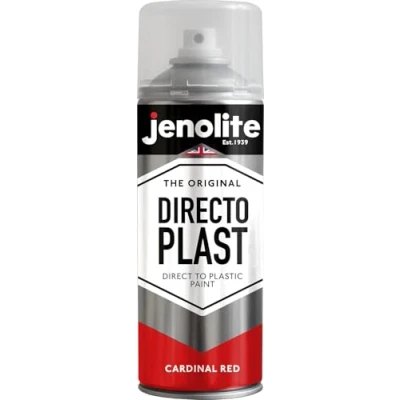 Imagen de JENOLITE Directoplast Pintura en aerosol brillante ROJO CARDENAL 400ml multisuperficie Para todo tipo de plástico No requiere imprimación RAL 3001