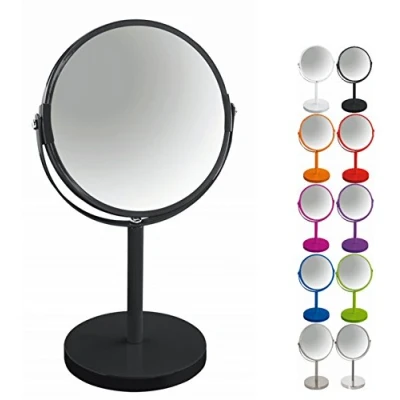Imagen de Spirella colección Sydney, Espejo de pie para tocador o baño 17x17x27 (Reversible: 100% y x2 aumentos), Metal, Negro