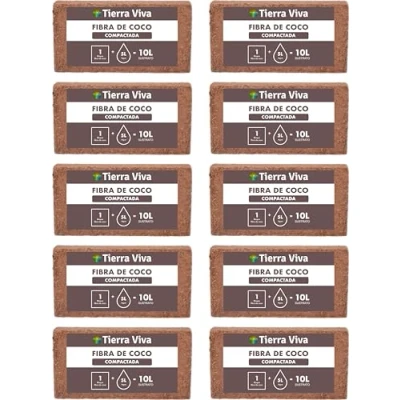 Imagen de Fibra de Coco para Plantas Natural 10 x 10L Sustrato ecológico Plantas, huerto Urbano, semilleros, Grow y vermicomposteras