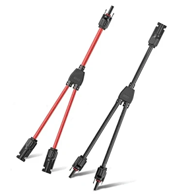 Imagen de TNSLAND Rama Y Conectores Adaptador M/F/F M/M/F Y2 1 de Derivación Forma Solar Fotovoltaicos, Macho/Hembra Panel Cable Conector Impermeable,1 par