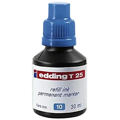 Imagen de edding T 25 tinta de recarga para marcador permanente azul claro 30 ml con sistema dispensador gotas, rellenar rápidamente casi todos los marcadores permanentes