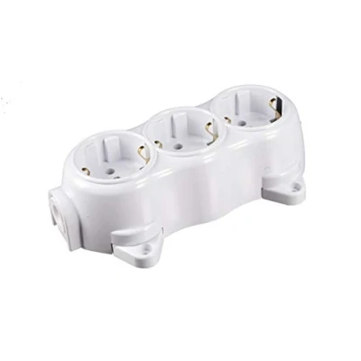 Imagen de Carcasa de interruptor luz pared vintage, redondo, retro, 3 enchufes, blanco