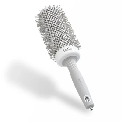 Imagen de Olivia Garden Expert Blowout Speed Blanco &amp; Gris 55 Cepillo redondo de cerámica con cuerpo extra largo para secados un 25% más rápidos