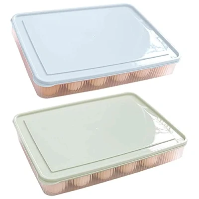 Imagen de Caja de Almacenamiento Huevos, 2 Piezas Hueveras Plastico, para Frigorifico 24 Bandeja Huevos Nevera con Tapa, Huevera Apilable Refrigerador, Cocina, Picnic Camping