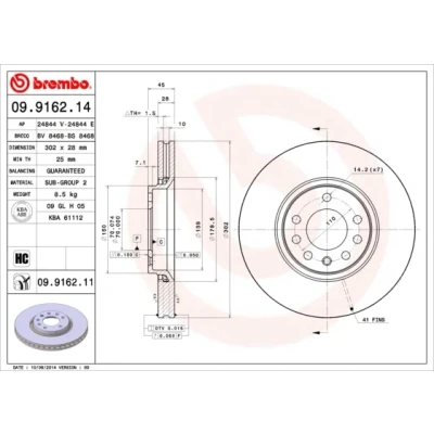 Imagen de BREMBO COATED DISC LINE 09.9162.11 Disco de freno 302 28 5 ventilación interna revestido altamente carbonizado OPEL: Vectra C CC, Berlina