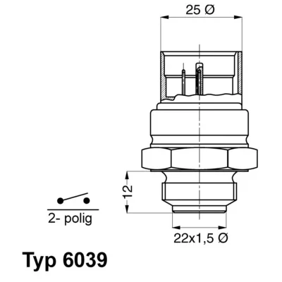 Imagen de WAHLER 6039.95D Interruptor de temperatura, ventilador del radiador M 22 x 1,5 mm con junta VOLKSWAGEN: Golf 3, 4, Polo IV Hatchback