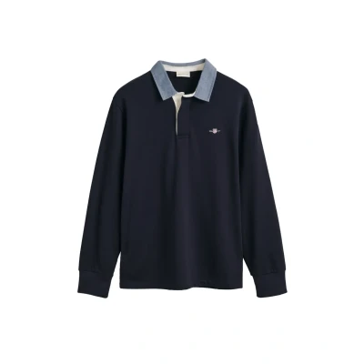 Imagen de GANT Reg Chambray Heavy Rugger Camiseta, Azul Noche, L Hombres
