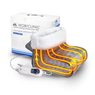 Imagen de Mobiclinic, Calientapiés eléctrico, Muy bajo Consumo, 100W, Apagado automático, Lana y Vellón, Marca española, Forro Interior fácilmente Lavable, 3 Niveles de Temperatura, 30 x 24cm, Gris