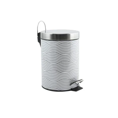 Imagen de MSV Cubo de Basura con Pedal 3 L, Acero Inoxidable, Rayas Grises, 0