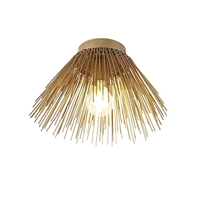 Imagen de Qazqa rústico Lámpara de techo Art Deco dorado BROOM Acero Redonda Adecuado para LED Max. 1 x 40 Watt