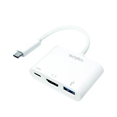 Imagen de Adaptador Logilink 0.14m, 2xusb c/hdmi+usb A c Hdmi, Usb Color Blanco