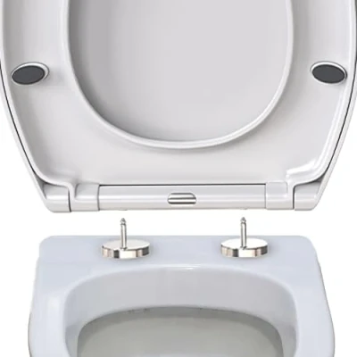 Imagen de asiento de inodoro cierre suave, con liberación rápida para una fácil limpieza, asientos estándar ovalados, fijación superior simple, universal, sin
