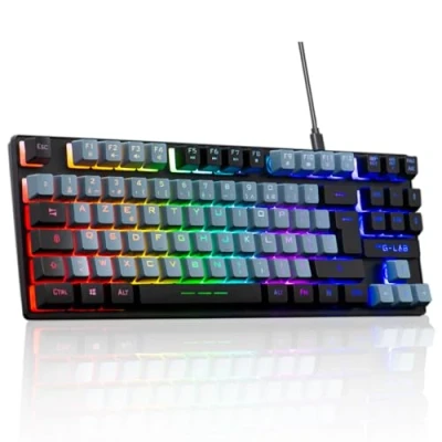 Imagen de The G Lab Keyz Caesium TKL Teclado Gamer 87 Teclas con Cable USB AZERTY, RGB Personalizable, Macros programables para Juegos Compacto sin numérico PC/PS4/PS5/XBOX