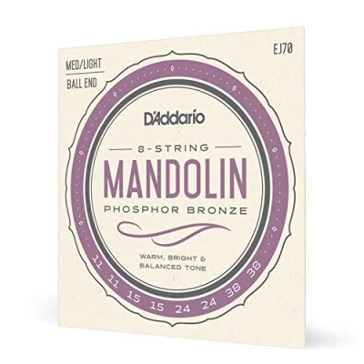 Imagen de D&#039;Addario EJ70 Phosphor Bronze Medium Light (.011 .038) Ball End Mandolin Strings