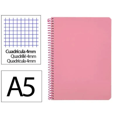 Imagen de Cuaderno Espiral Cuarto Cuadrícula 4mm 90g Tapa Dura Rosa