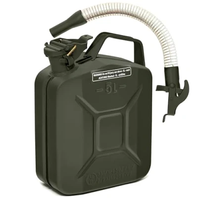 Imagen de BW© Bidón de combustible metal 5 litros con boquilla Verde bronce RAL 6031 F9 Certificado TÜV y homologación UN Fabricado en Europa
