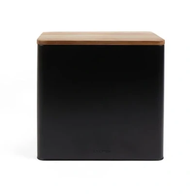 Imagen de Salter BW12899EU7 Toronto Bread Bin Miembro de madera acacia, acabado recubierto polvo, Fácil limpio, Pan la tienda, Bagels, Pasteles, Gran Contenedor almacenamiento, Holds 2