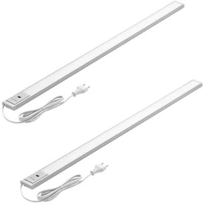 Imagen de Oktaplex set de 2 Riva LED luz bajo armario regulable blanco cálido 90cm iluminación cocina con sensor 730lm 10W plata
