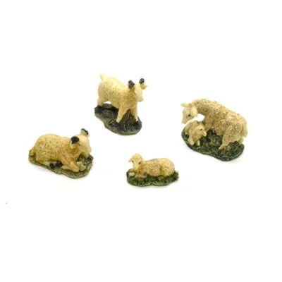 Imagen de 4 x ovejas carneros y corderos. figuritas de navidad 6cm. conjunto escena natividad, figuras .animales, nacimiento jesús. 3 reyes. oficios belén, dios. accesorios para modelos a escala