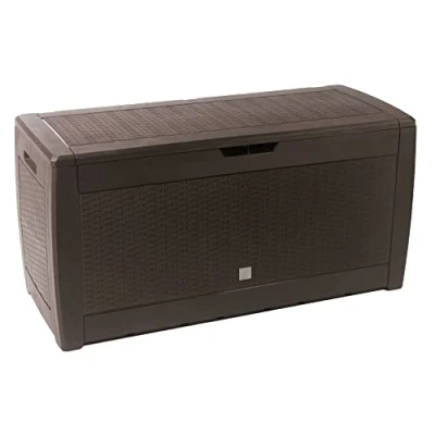 Imagen de Baul de jardin 310 litros Boxe Rato en color chocolate 119 x 48 60 cm