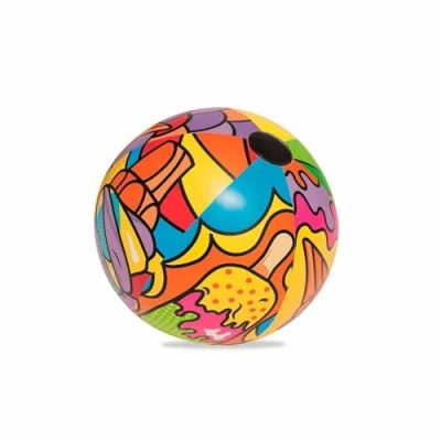 Imagen de BESTWAY 31044 Pelota de Playa Hinchable Diseño Pop Art Multicolor 63 cm aprox. Vinilo Resistente Probado con Válvula Seguridad Para Inflado Fácil Mayores 3 Años