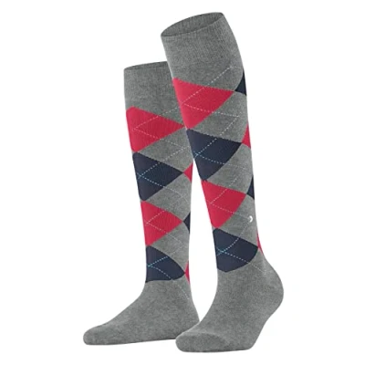 Imagen de Burlington Queen W KH algodón largo estampado 1 par, Calcetines largos Mujer, Gris (Rock Steel 3394), 36 41