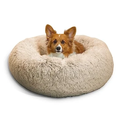 Imagen de Best Friends by Sheri The Original Calming Donut Cama para Perros y Gatos Funda de Pelo sintético con Cremallera Quita pon Lavable a máquina Marrón grisáceo 76 x cm M