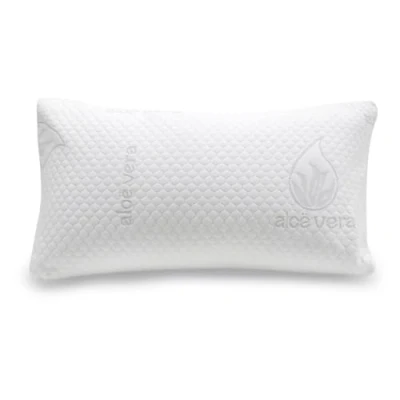 Imagen de MERCURY TEXTIL Almohada de Aloe Vera Copos Espuma Poliuretano, Ergonómica Adaptable,Transpirable,Firmeza Media Alta (105cm)