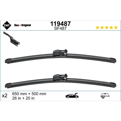 Imagen de Limpiaparabrisas Swf 119487 delante Escobilla con hoja plana BMW: X3, X4, JAGUAR: E Pace