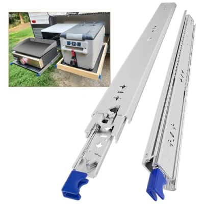 Imagen de AOLISHENG Guias Correderas Para Cajones con Freno 850mm Extensión Completa Trabajo Pesado Rieles 120 KG Capacidad Carga cerradura 1 par (2 piezas)