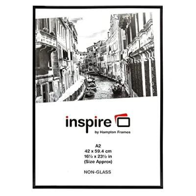 Imagen de Hampton Frames A2MARBL Marco para fotos de apertura trasera y con frontal plexiglás; fotos, certificados tamaño A2 (42 x 59 cm). Color negro