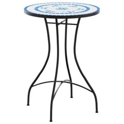 Imagen de vidaXL Mesa de bistró Mosaico cerámica Azul y Blanco Ø50x70 cm, Mosaico, al Aire Libre, balcón, bistró, Patio