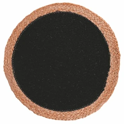 Imagen de Mantel Individual Redondo Negro de algodón, Caldo Yute Ø 38 cm, Natural