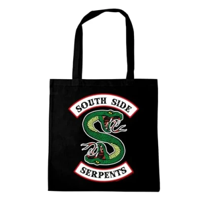 Imagen de Logoshirt Riverdale South Side Serpents Logo Sac de courses Cabas réutilisables negro Diseño original con licencia