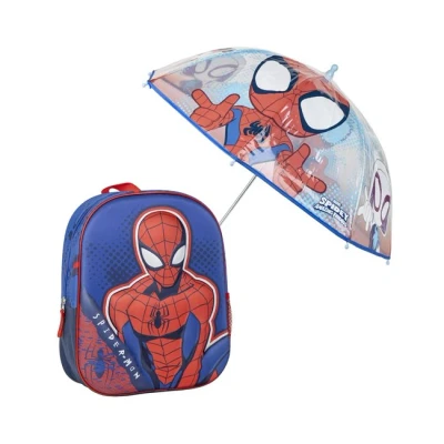 Imagen de Set de mochila 3d infantil spiderman + paraguas burbuja a juego