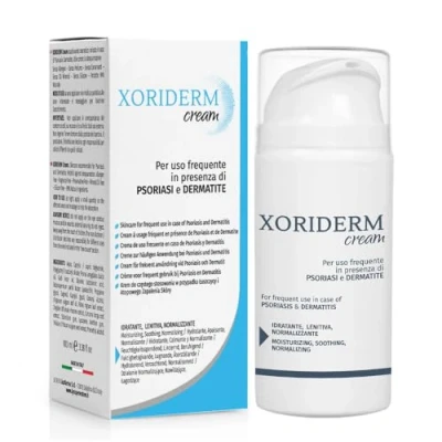 Imagen de crema Xoriderm, coadyuvante cosmético en útil para el tratamiento de psoriasis, dermatitis y caso picor piel enrojecida e irritada