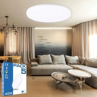 Imagen de HYBEC Downlight LED Techo Superficie, Plafones Para LED, Plafon Cocina, Lampara Baño Techo, Baño, Lámpara de 40W (Pack 5)