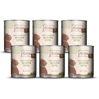 Imagen de MjAMjAM Comida húmeda Premium para Gatos Puro Placer de Carne Delicioso búfalo Puro, Pack 6 (6 x 800 g), sin Cereales y con Extra