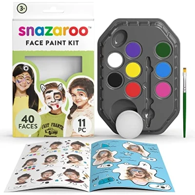 Imagen de Snazaroo 1180136 Set de maquillaje con 8 colores al agua para cara y cuerpo esponja, pincel e instrucciones Arcoíris