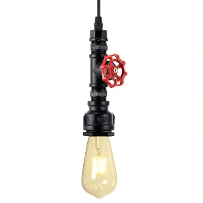 Imagen de KAWELL Industrial Vintage Lámpara Colgante Luz de Tubo Agua Lampara Techo Retro Pendiente E27 Base Hierro para Cafe, Loft, Bar, Restaurante, Estudio, Cocina, Dormitorio