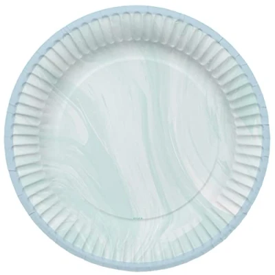 Imagen de Folat B.V. 61918 Vajilla Ø 23cm 8 Piezas Azul Mármol Platos de Papel para Cumpleanos, Fiesta Infantil, Despedida Soltera, Compromiso, Boda, Aniversario, Color