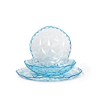 Imagen de PASABAHCE Estrella Servicio de mesa cristal, 18 platos, azul, diseño moderno y elegante, 5936716