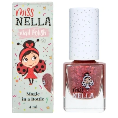 Imagen de Miss Nella SHAZAM Esmalte de uñas especial roja con brillantina para niños, fórmula despegable, a base agua y sin olor