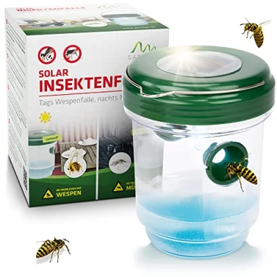 Imagen de GARDIGO® Trampa para Moscas, Avispas, y Mosquitos I Exterior e Interior con Panel Solar Luz Ultravioleta Trampas Avispa Otros Insectos Eliminar del Jardín de la Casa sin Insecticida
