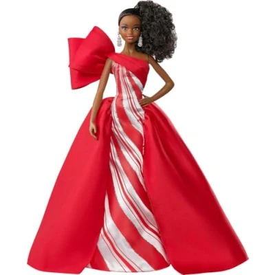 Imagen de Barbie Collector Muñeca de Colección Felices Fiestas 2019 modelo Morena con coleta alta (Mattel FXD02)