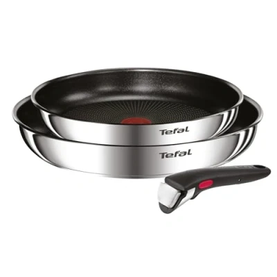 Imagen de Set de sartenes Tefal Ingenio Emotion 8973S45, 22 y 26 cm, Mango Extraíble, Revestimiento Titanio Antiadherente, Tecnol. Thermo Signal™, Acero Inox