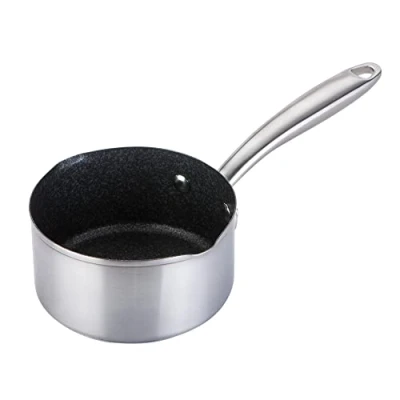 Imagen de Prestige Scratch Guard Sartén antiadherente para leche con borde de vertido, 14 cm, acero inoxidable, resistente a los arañazos, apto todas las cocinas, horno y lavavajillas, utensilios